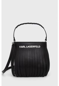 Karl Lagerfeld torebka kolor czarny. Kolor: czarny. Dodatki: z frędzlami. Rodzaj torebki: na ramię