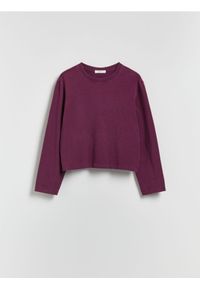 Reserved - Bawełniany longsleeve - ciemnofioletowy. Kolor: fioletowy. Materiał: bawełna. Długość rękawa: długi rękaw
