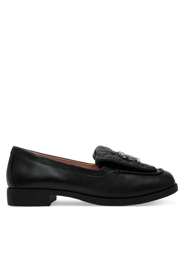 Love Moschino - LOVE MOSCHINO Loafersy JA10032G1MIE0000 Czarny. Kolor: czarny. Materiał: skóra