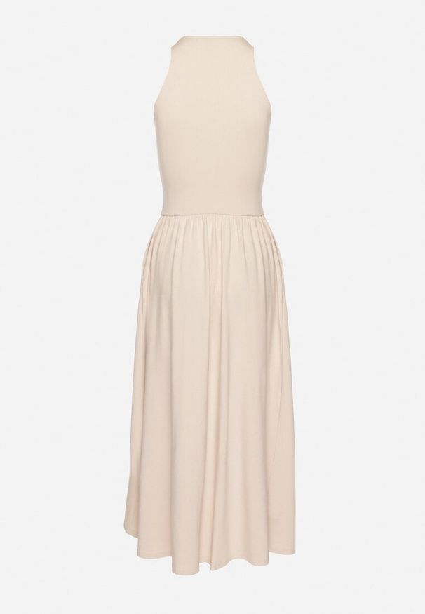 Born2be - Jasnobeżowa Sukienka Bawełniana Rozkloszowana bez Rękawów z Kieszonkami Efrinara. Okazja: na co dzień. Kolor: beżowy. Materiał: bawełna. Długość rękawa: bez rękawów. Sezon: lato. Typ sukienki: rozkloszowane. Styl: klasyczny, casual, elegancki. Długość: maxi