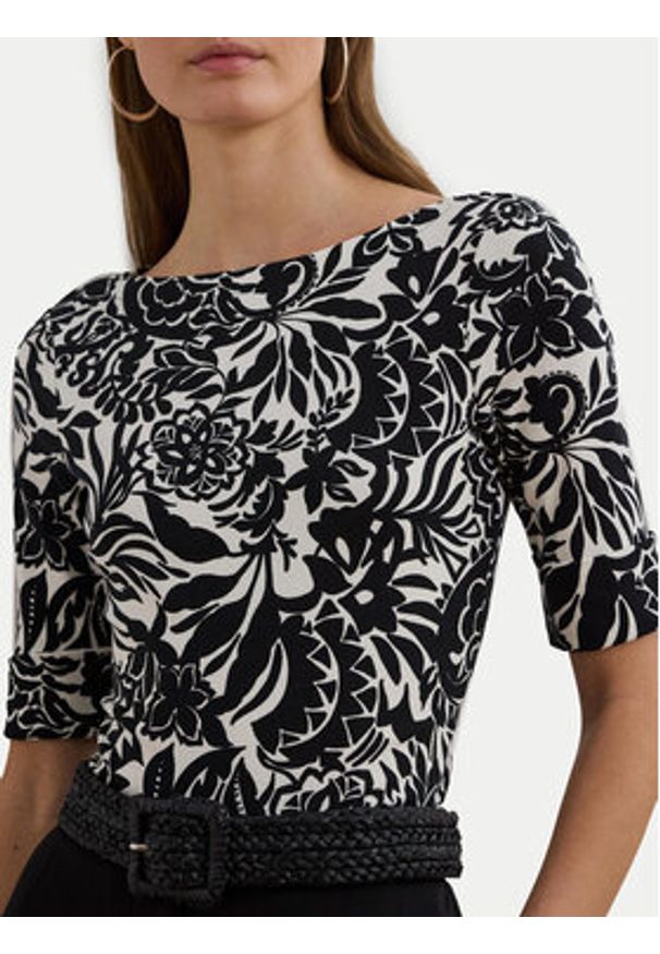Lauren Ralph Lauren - LAUREN RALPH LAUREN Bluzka 200963940001 Czarny Slim Fit. Kolor: czarny. Materiał: bawełna