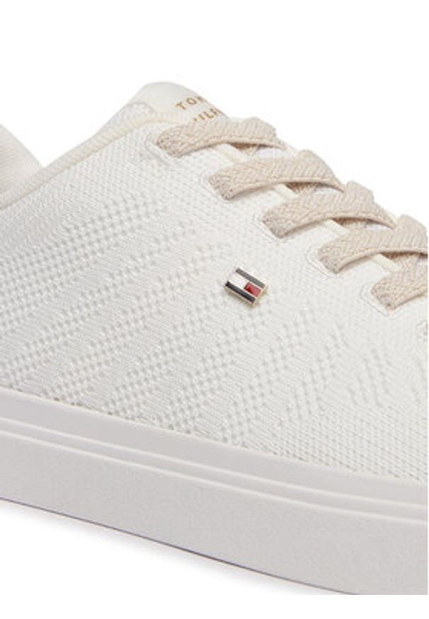 TOMMY HILFIGER - Tommy Hilfiger Sneakersy Knit Cupsole FW0FW09289 Biały. Kolor: biały. Materiał: materiał