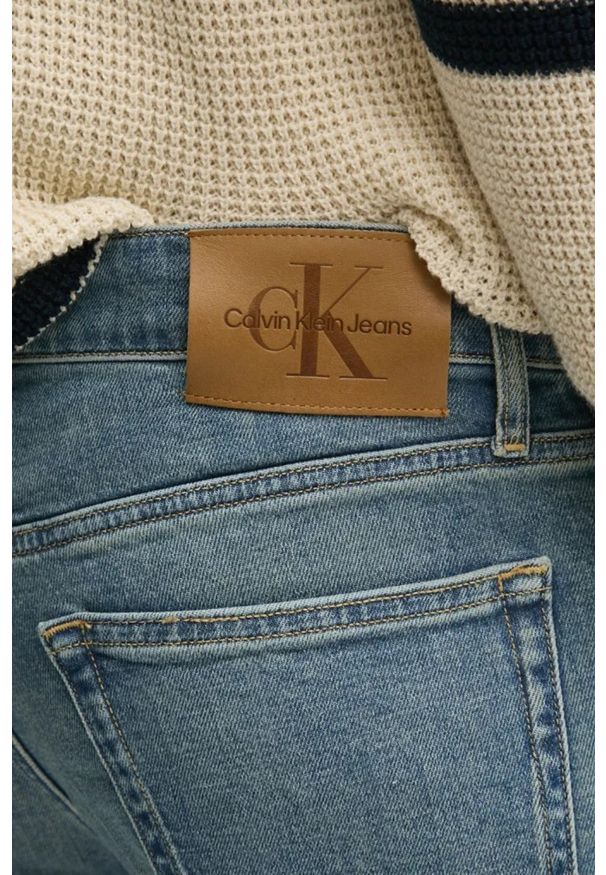 Calvin Klein - CALVIN KLEIN Błękitne męskie jeansy Slim, Rozmiar 33/34. Okazja: na co dzień. Kolor: niebieski. Styl: casual