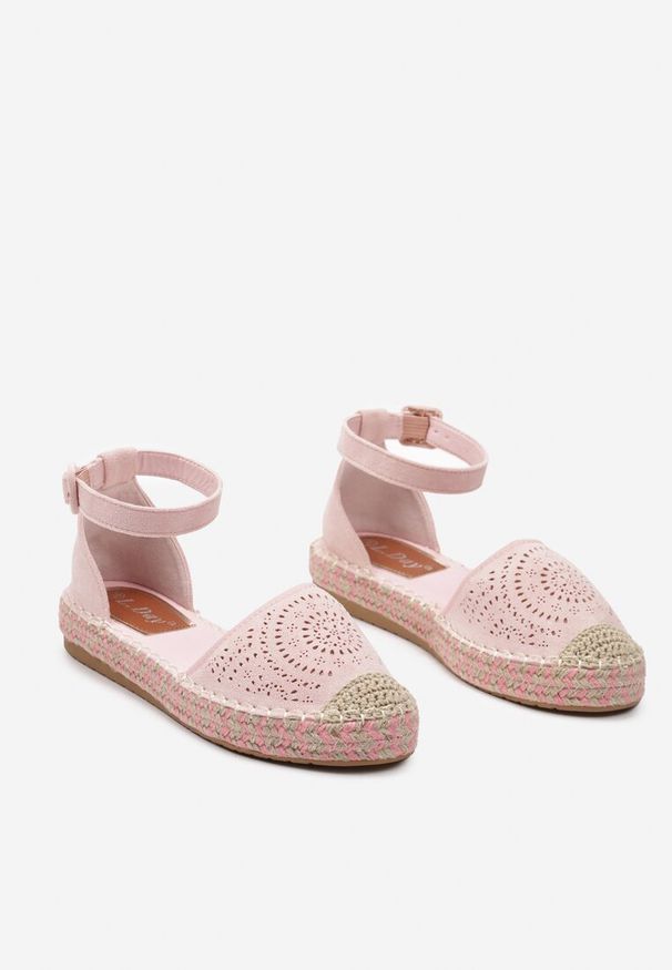 Born2be - Różowe Płaskie Ażurowe Espadryle na Plecionej Podeszwie Mallerena. Okazja: na spacer. Kolor: różowy. Wzór: ażurowy. Sezon: lato. Obcas: na obcasie. Styl: elegancki. Wysokość obcasa: niski