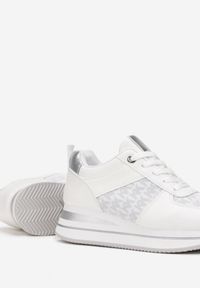 Born2be - Białe Sneakersy Melindra. Kolor: biały. Materiał: materiał, skóra ekologiczna. Szerokość cholewki: normalna. Wzór: aplikacja #4