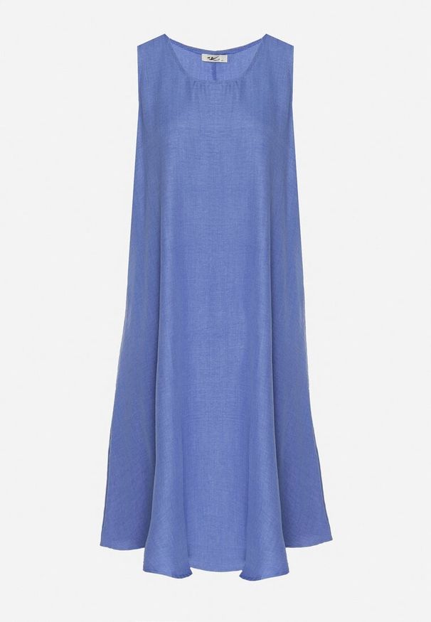 Born2be - Niebieska Rozkloszowana Klasyczna Sukienka Lunetira. Okazja: na co dzień, na spacer. Kolor: niebieski. Materiał: jeans. Typ sukienki: proste. Styl: klasyczny