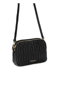 Kazar - 3-komorowa torebka z trójwymiarowym pikowaniem. Kolor: czarny. Materiał: skórzane #5