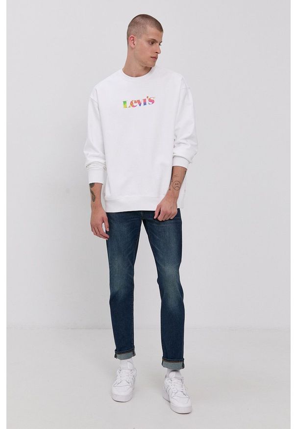Levi's® - Levi's Bluza bawełniana męska kolor biały z nadrukiem. Okazja: na spotkanie biznesowe. Kolor: biały. Materiał: bawełna. Wzór: nadruk. Styl: biznesowy