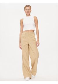 Tommy Jeans Spodnie materiałowe Claire DW0DW17314 Beżowy Wide Leg. Kolor: beżowy. Materiał: bawełna