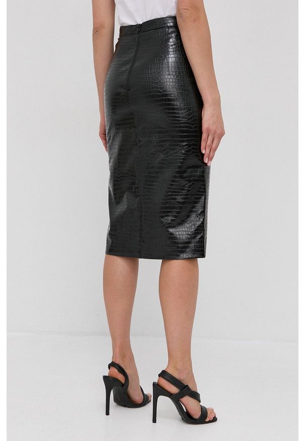 BARDOT - Bardot Spódnica kolor czarny midi prosta. Okazja: na co dzień. Kolor: czarny. Materiał: skóra. Styl: casual