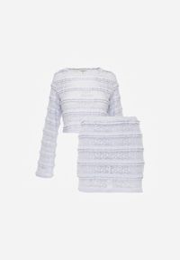 Renee - Niebieski Komplet z Koronki Bluzka Longsleeve i Dopasowane Spódnico-Szorty Daera. Kolor: niebieski. Materiał: koronka. Wzór: koronka #5