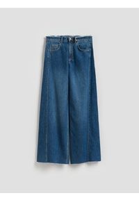 Reserved - Jeansy wide leg z rozdarciami - niebieski. Kolor: niebieski