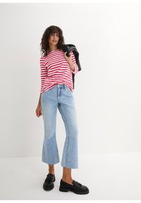 bonprix - Shirt z rękawami 3/4 i dekoltem w łódkę. Kolor: czerwony. Materiał: bawełna #2