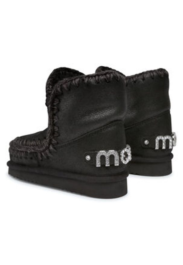 Mou Śniegowce Eskimo 18 With Rhinestones Logo Czarny. Kolor: czarny. Materiał: skóra, zamsz