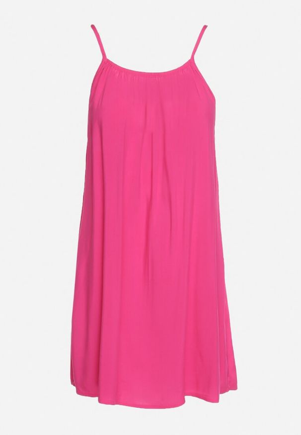 Born2be - Fuksjowa Wiskozowa Sukienka na Regulowanych Ramiączkach Ulantia. Okazja: na co dzień. Kolor: różowy. Materiał: wiskoza. Długość rękawa: na ramiączkach. Sezon: lato. Styl: elegancki, casual