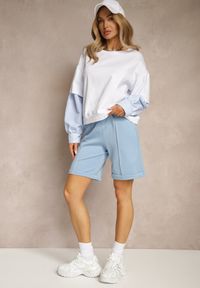 Renee - Jasnoniebieskie Casualowe Szorty High Waist z Kieszeniami Wykończone Gumką Shezetta. Okazja: na co dzień. Stan: podwyższony. Kolor: niebieski. Materiał: materiał. Sezon: lato. Styl: casual #5