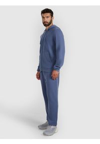 4f - 4F Bluza dresowa rozpinana z kapturem męska - granatowa S. Okazja: na co dzień. Typ kołnierza: kaptur. Kolor: niebieski. Materiał: dresówka. Wzór: gładki, ze splotem. Styl: casual, sportowy #2