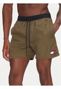 TOMMY HILFIGER - Tommy Hilfiger Szorty kąpielowe UM0UM03455 Khaki Regular Fit. Kolor: brązowy. Materiał: syntetyk
