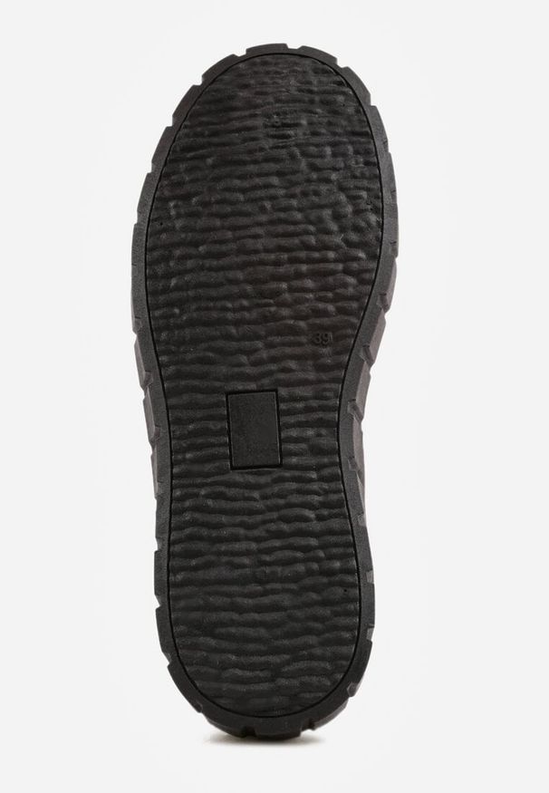 Renee - Czarne Sneakersy VICES na Tłoczonej Podeszwie w Stylu Chunky Myninis. Okazja: na co dzień. Kolor: czarny. Materiał: skóra, koronka. Obcas: na platformie