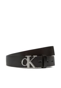 Calvin Klein Pasek Damski Monogram Plaque Buckle 30Mm LV04K7018G Czarny. Kolor: czarny. Materiał: skóra