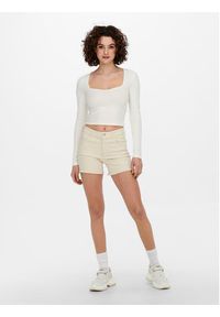 only - ONLY Szorty jeansowe 15196303 Écru Regular Fit. Materiał: bawełna #6