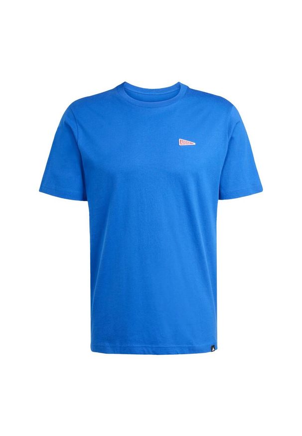 Adidas - Koszulka z grafiką Pennant Trim. Kolor: niebieski. Materiał: bawełna