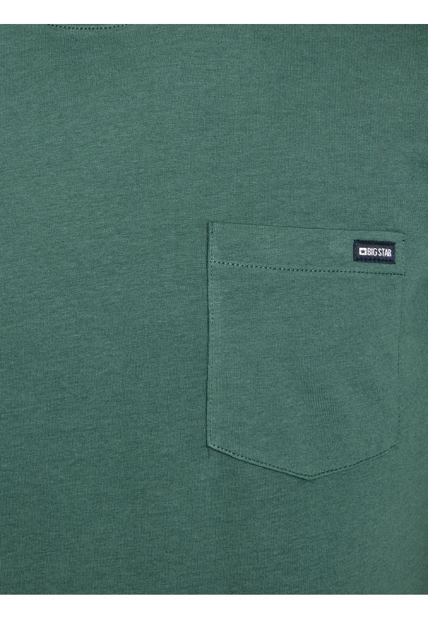 Big-Star - Koszulka męska z kieszonką zielona Carbon 304. Kolor: zielony. Materiał: materiał, bawełna, jeans. Wzór: aplikacja