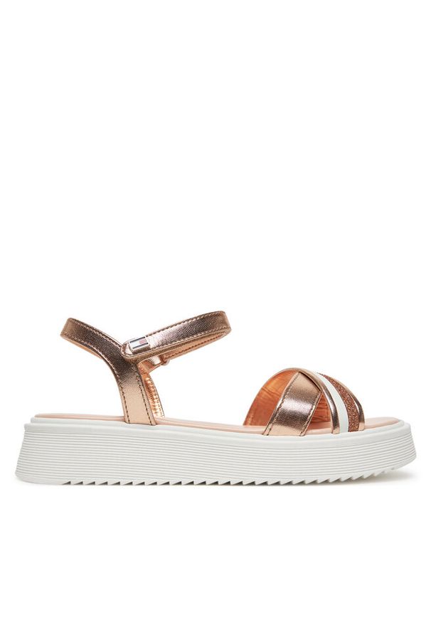 TOMMY HILFIGER - Sandały Tommy Hilfiger. Kolor: złoty, wielokolorowy, różowy