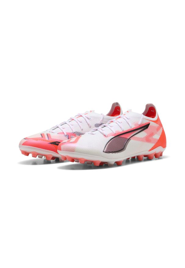 Puma - Buty piłkarskie ULTRA 5 ULTIMATE MG PUMA White Black Glowing Red. Kolor: czerwony, biały, wielokolorowy, czarny. Materiał: skóra. Sport: piłka nożna