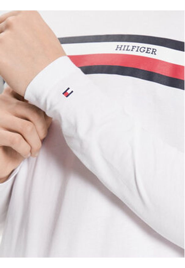 TOMMY HILFIGER - Tommy Hilfiger Longsleeve MW0MW32366 Biały Slim Fit. Kolor: biały. Materiał: bawełna. Długość rękawa: długi rękaw