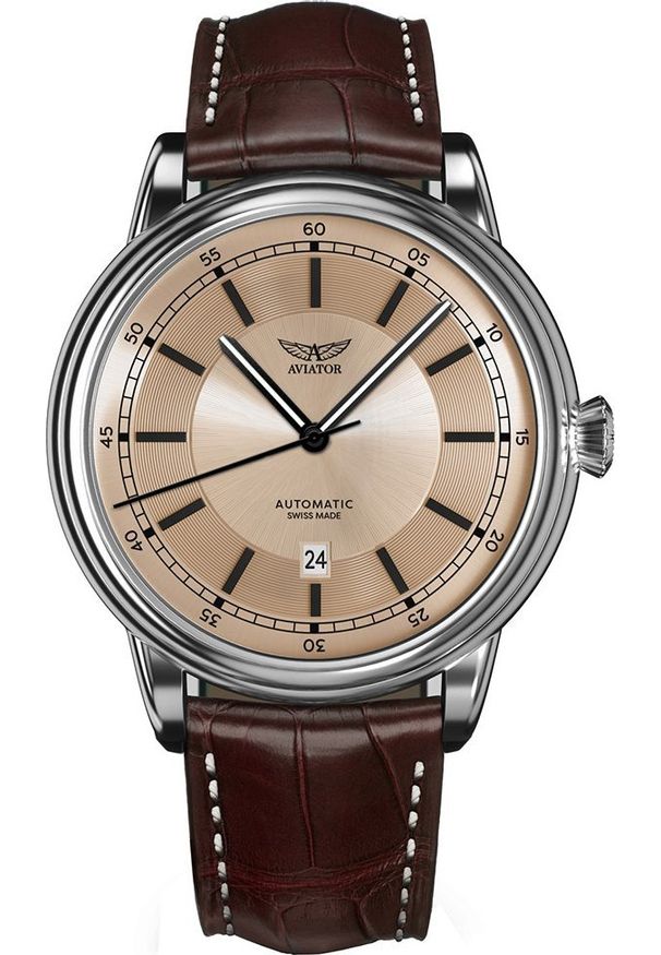 AVIATOR - Zegarek Aviator Zegarek męski Aviator V.3.32.0.244.4 brązowy. Kolor: brązowy