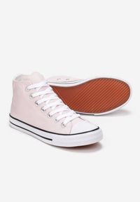 Born2be - Różowe Trampki Alcilus. Wysokość cholewki: za kostkę. Nosek buta: okrągły. Zapięcie: sznurówki. Kolor: różowy. Materiał: materiał. Szerokość cholewki: normalna #3