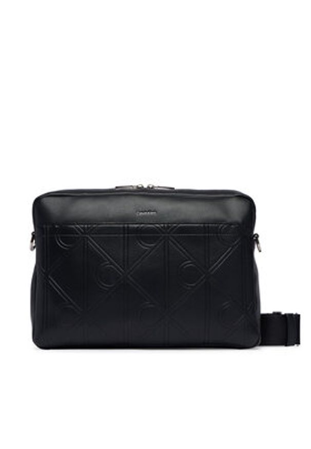 Calvin Klein Torba na laptopa Xl Emblem Aop LV04D3526G Czarny. Kolor: czarny. Materiał: skóra