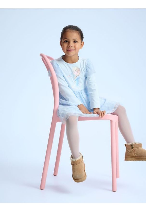 Reserved - Sukienka Kraina Lodu - jasnoniebieski. Kolor: niebieski. Materiał: bawełna. Wzór: motyw z bajki