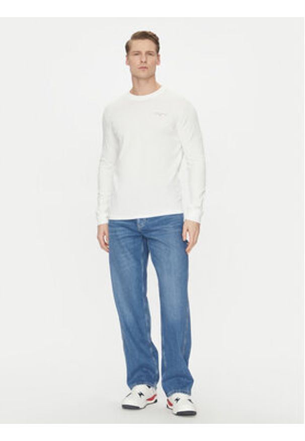 Tommy Jeans Longsleeve Linear DM0DM21138 Biały Slim Fit. Kolor: biały. Materiał: bawełna. Długość rękawa: długi rękaw