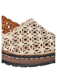 Beżowe Sandały Artiker Skórzane Buty Damskie. Zapięcie: bez zapięcia. Kolor: beżowy. Materiał: skóra. Wzór: ażurowy. Styl: elegancki #2