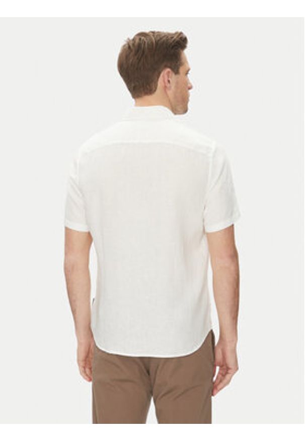 Michael Kors Koszula CS1400I4YT Biały Slim Fit. Kolor: biały. Materiał: len