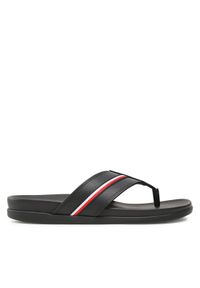 TOMMY HILFIGER - Tommy Hilfiger Japonki Leather Toe Post Sandal FM0FM04460 Czarny. Kolor: czarny. Materiał: skóra #1