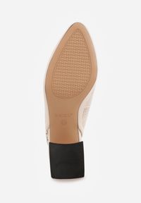 Renee - Beżowe Ażurowe Czółenka VICES na Słupku Slingback Elinona. Kolor: beżowy. Materiał: satyna. Szerokość cholewki: normalna. Wzór: ażurowy. Obcas: na słupku #7