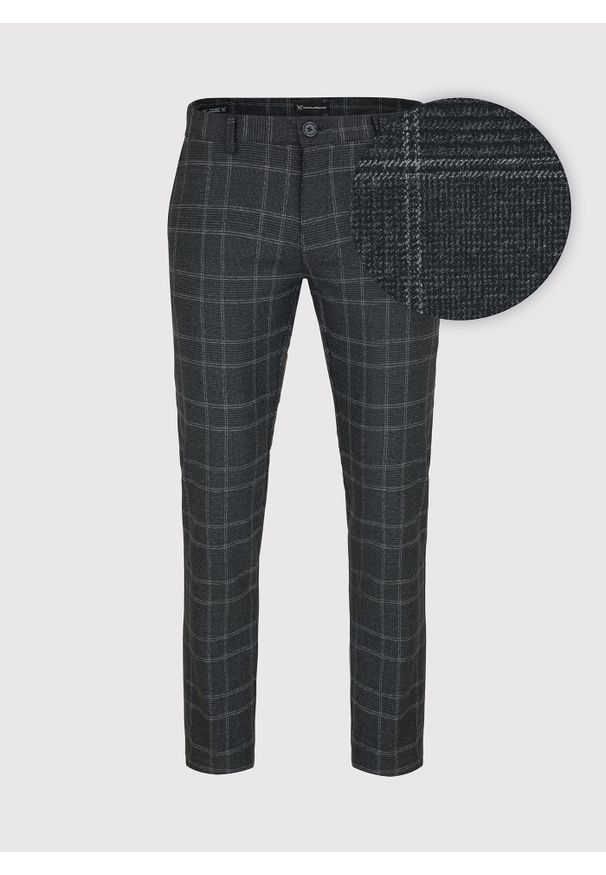 Pako Lorente - PAKO LORENTE – Antracytowe spodnie męskie w kratę P22WF-WX-001-C-0. Okazja: na co dzień. Kolor: szary. Materiał: poliester, elastan, wiskoza. Styl: casual