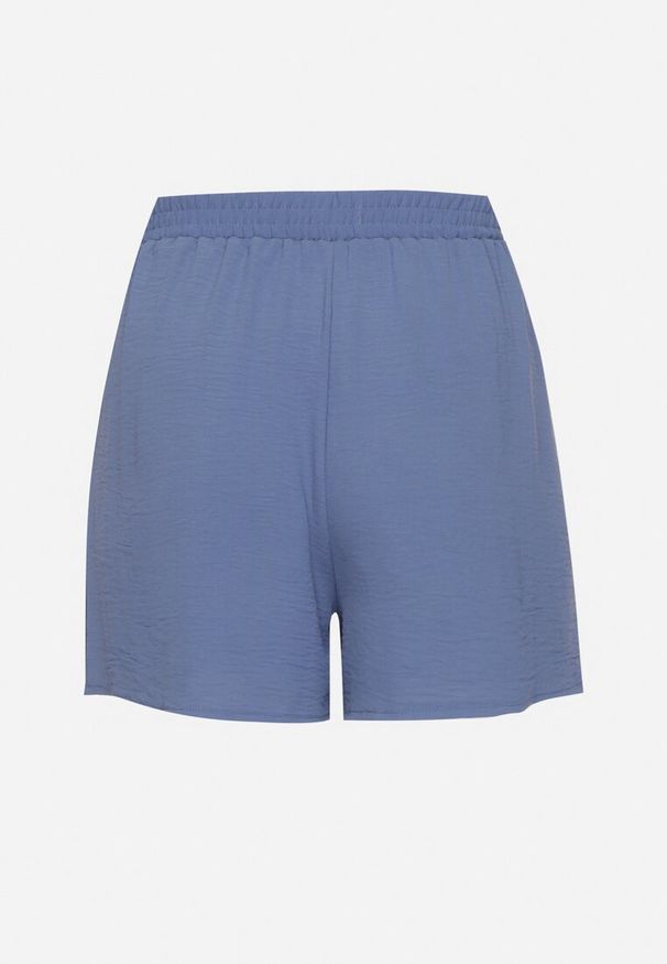 Born2be - Niebieskie Szorty z Wysokim Stanem i Gumką w Pasie Mevaraia. Stan: podwyższony. Kolekcja: plus size. Kolor: niebieski. Sezon: lato. Styl: elegancki, klasyczny
