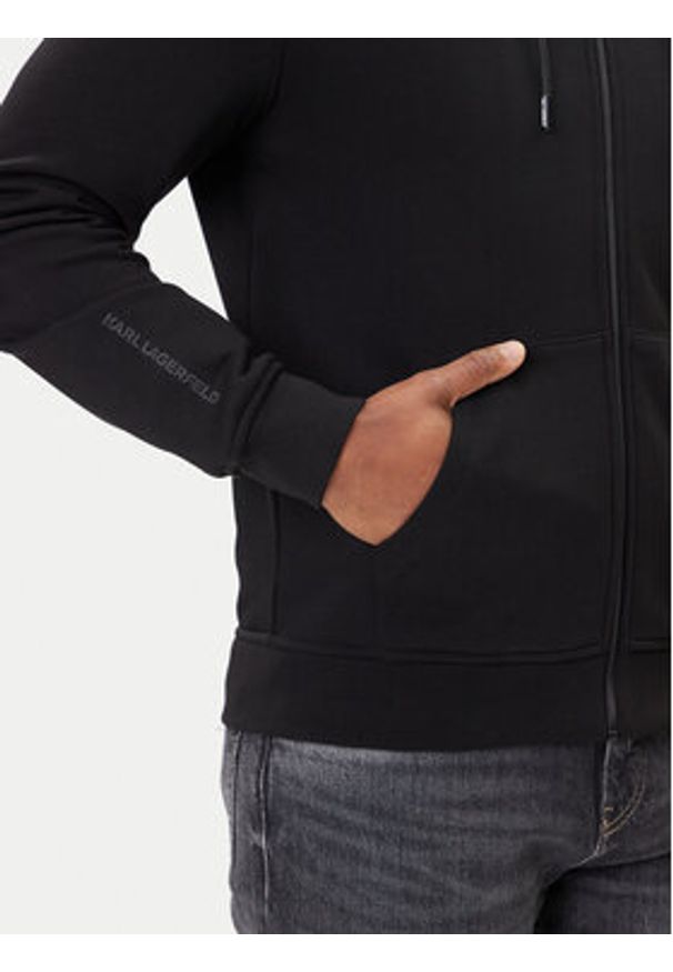 Karl Lagerfeld - KARL LAGERFELD Bluza 705045 554910 Czarny Regular Fit. Typ kołnierza: dekolt w karo. Kolor: czarny. Materiał: bawełna