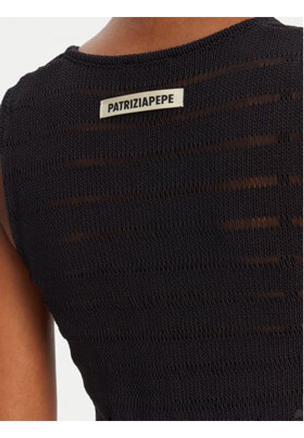 Patrizia Pepe Sukienka dzianinowa 2A2916/K260-K103 Czarny Regular Fit. Kolor: czarny. Materiał: bawełna