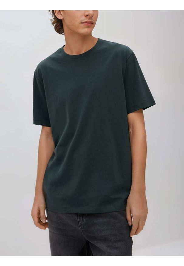 Reserved - T-shirt regular z bawełny - jasnozielony. Kolor: zielony. Materiał: bawełna