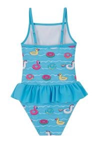 Kostium kąpielowy dziewczęcy bonprix jasnoniebieski. Kolor: fioletowy. Wzór: nadruk #2
