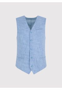 Pako Lorente - PAKO LORENTE – Jednorzędowa kamizelka męska w drobną kratę. Materiał: poliester, bawełna, elastan #6