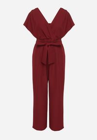 Born2be - Bordowy Elegancki Kombinezon z Marszczeniem i Wcięciem w Talii Melonessa. Okazja: na co dzień. Kolor: czerwony. Sezon: wiosna, jesień. Styl: elegancki #6