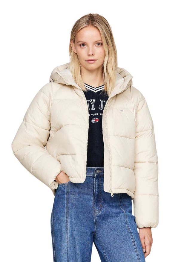 Tommy Jeans - TOMMY JEANS Beżowa pikowana damska kurtka, Rozmiar XL. Kolor: beżowy
