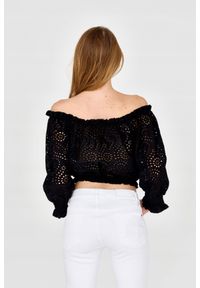 Guess - GUESS Damski czarny crop top, Rozmiar S. Kolor: czarny. Materiał: bawełna #3