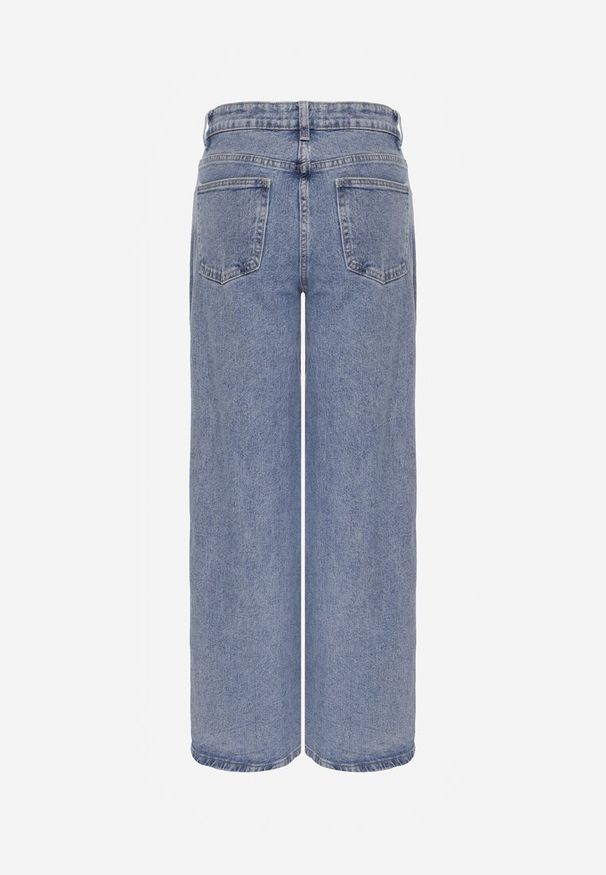 Renee - Niebieskie Szerokie Jeansy z Bawełną i Lyocellem High Waist Nansailah. Okazja: na co dzień. Stan: podwyższony. Kolor: niebieski. Styl: casual, street